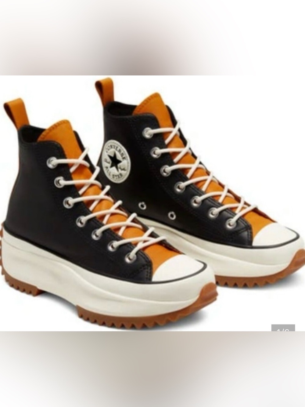 Converse Black and Orange Platform High-Top leather
Sneakers
